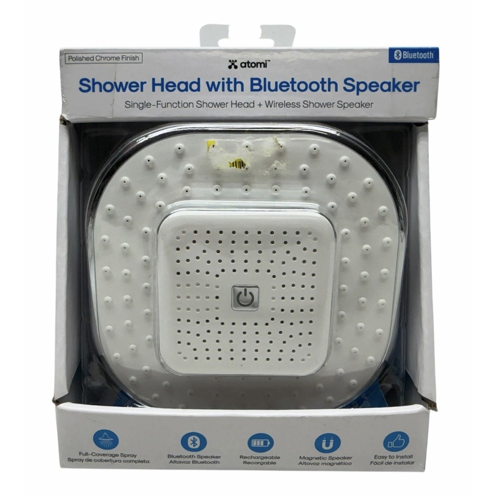 Atomi Bluetooth Shower Head Wireless Rechargeable Speaker Chrome AT1490